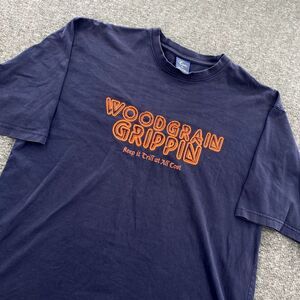 Vintage EXSTO Shirt Mens XL Woodgrain‎ Grippin Blue Skater Grunge Baggy Y2K